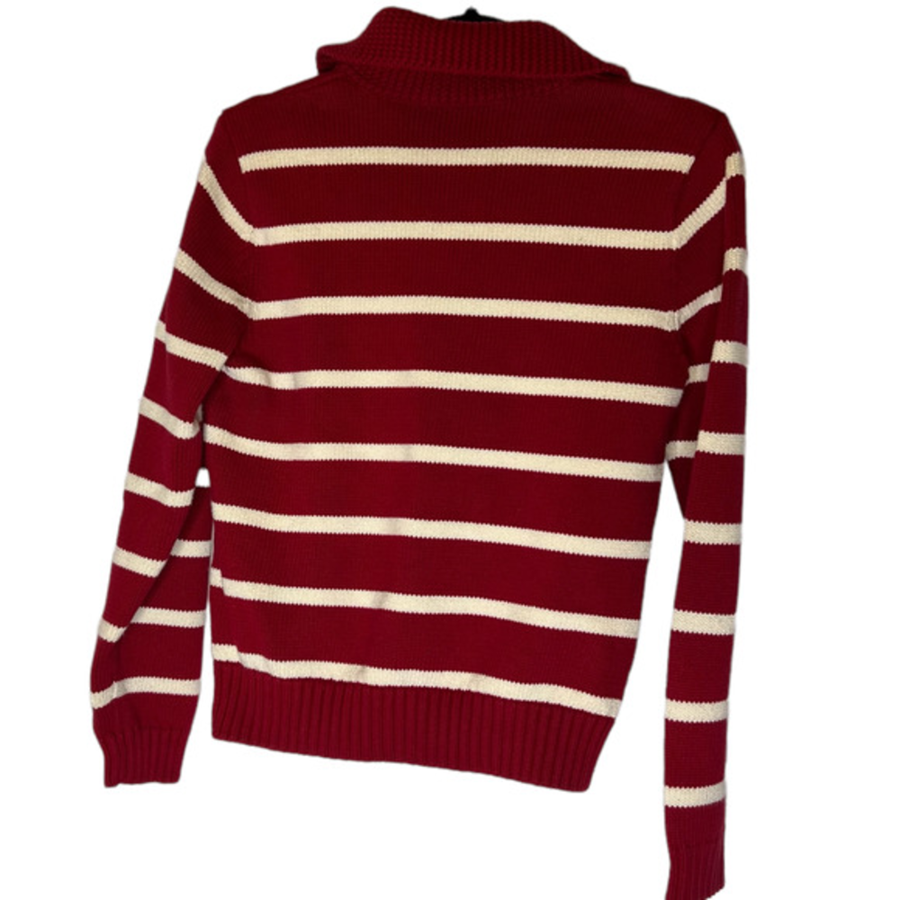 Lauren Jean‎ Company Red and White Stripped Sweater 100% Cotton Size L Women